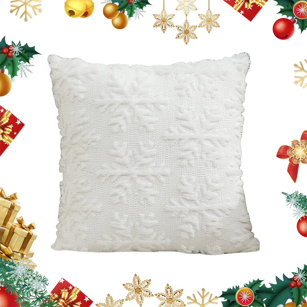 

Christmas Snowflake Pillow Cover Soft Snowflake Plush Pillow Case Decorative Cushion Cover for Winter Holiday Decoration