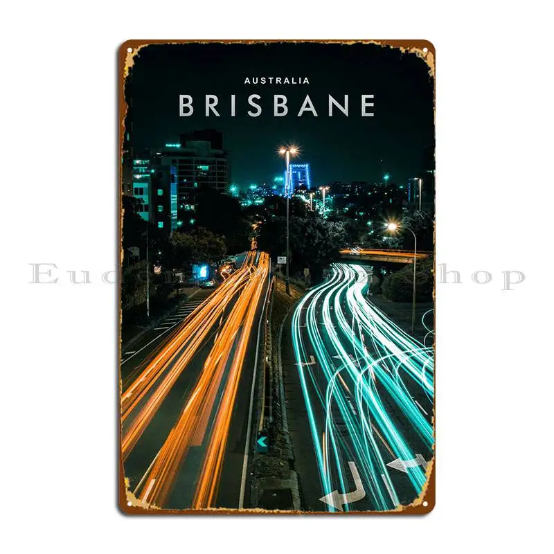 

Brisbane Night View Metal Signs Rusty Club Wall Decor Cinema Tin Sign Poster