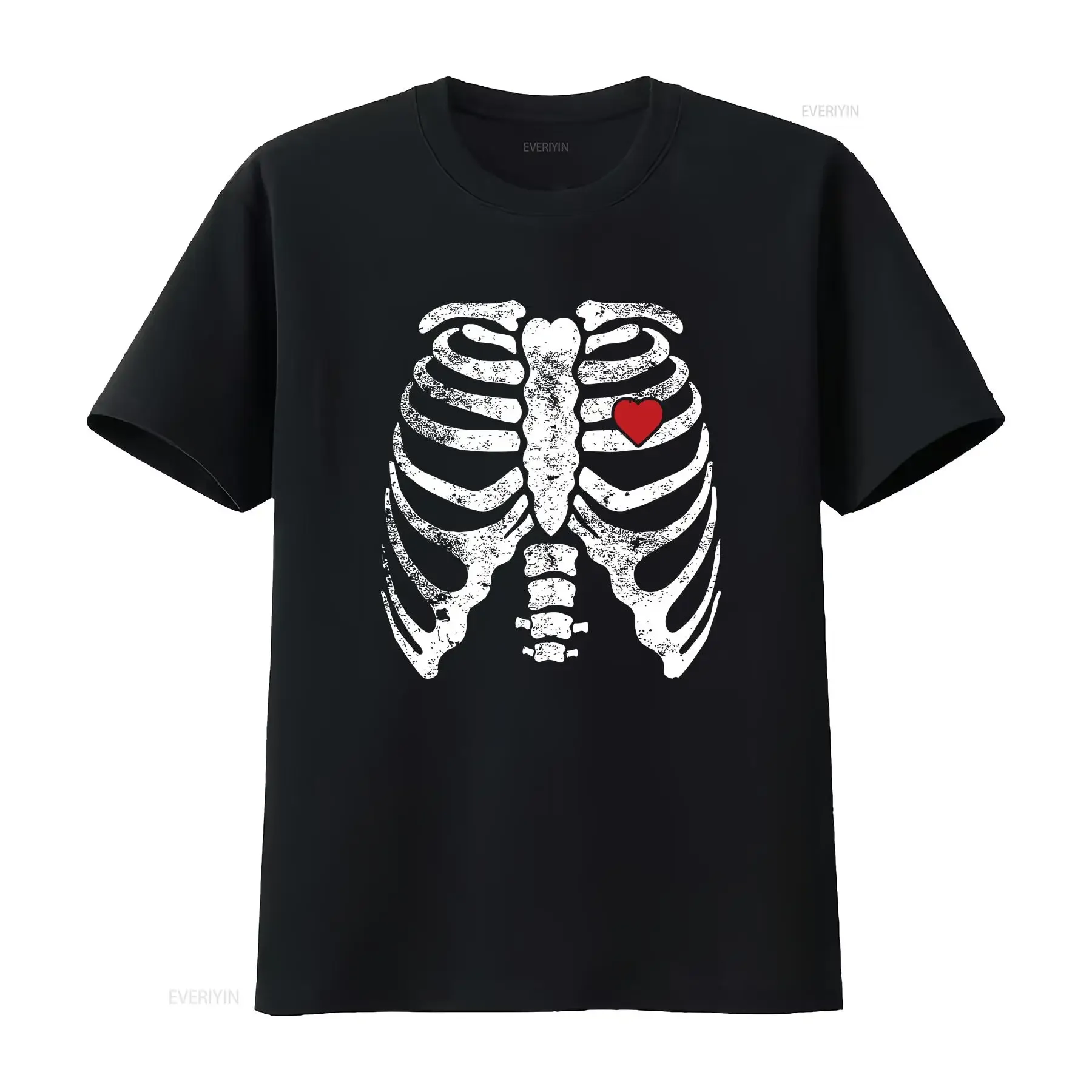 

Skeleton Heart Rib Cage X Ray Adult Kids Funny Halloween T Shirt long or short sleeves vintage Washed Soft designer clothes