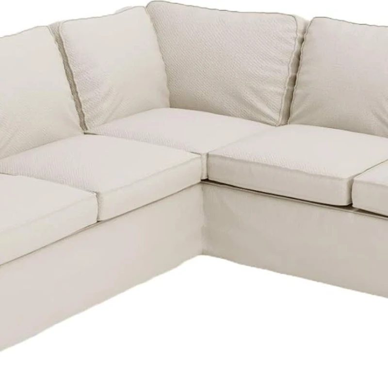 The Sofa Cover Replacement is Custom Made for Corner Sofa. Cover  Slipcover Replacement (2+2 Sectional, Beige Polyester)