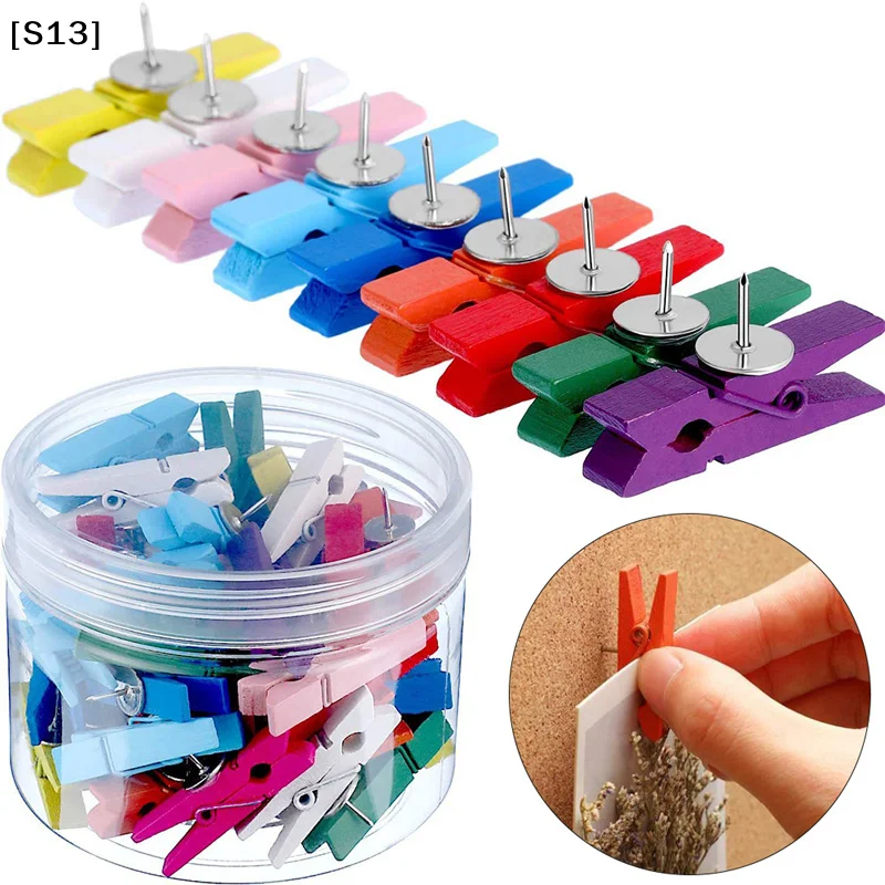 20Pcs/Box Office & School tationery Pins Durable Wooden Clip Push Pins Decorative Binder Thumb Tacks For Cork Blackboard[S13]