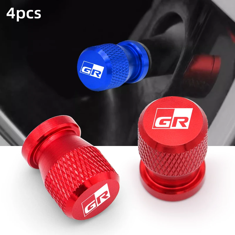 4Pcs Car Wheel Tire Valve Caps Tyre Stem Covers Airdust Waterproof For Toyota GR GAZOO RACING SPORT Yaris Prado Rav4 Car Decor