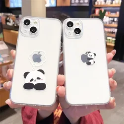 Creative Panda Cartoon Clear Phone Cases for iPhone 15 16 13 14 12 11 Pro MAX XR Mini 7 8 14 Plus SE Cute Soft Covers Fundas Bag