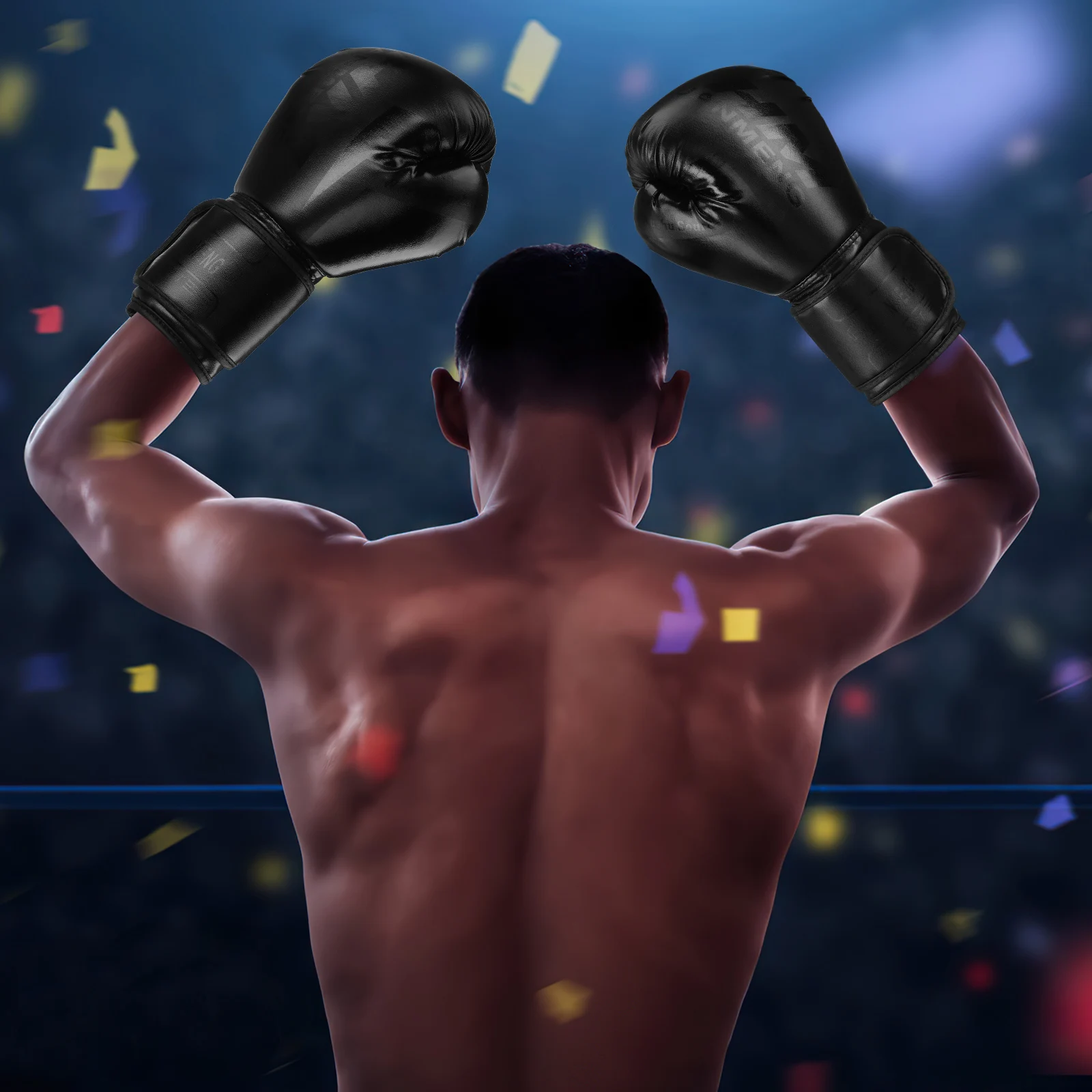 

1 Pair Black Boxing Gloves Kick Boxing Gloves Men Durable PU Comfortable Fit Hand Protection Training Mitts For Men