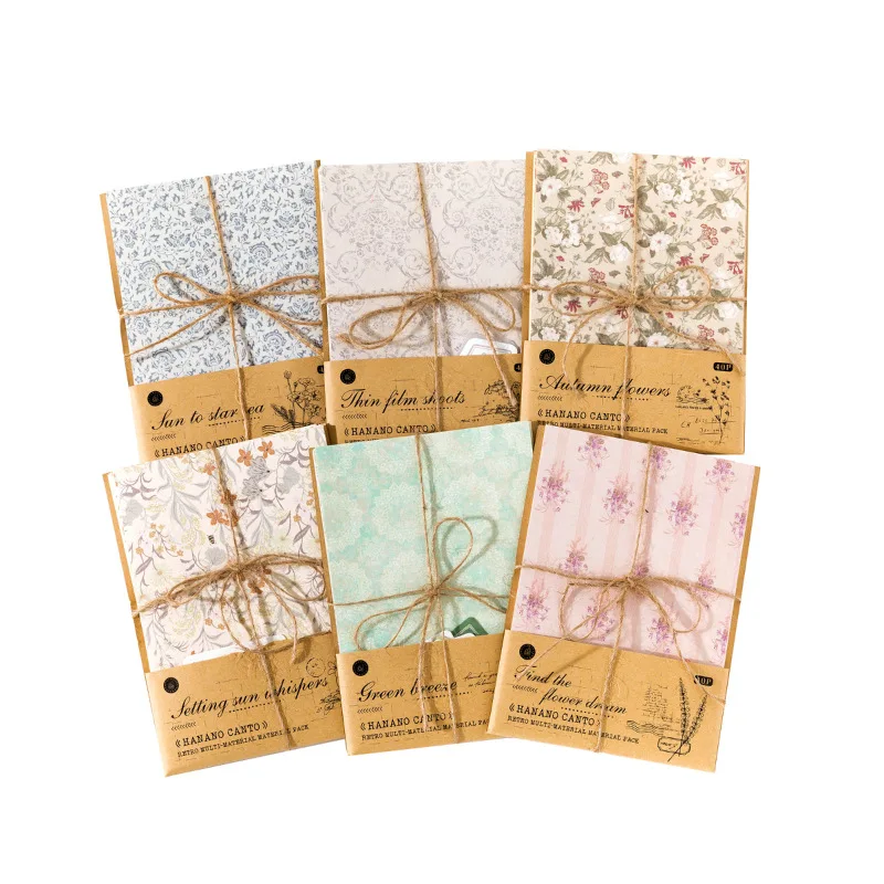 40 Stück Vintage Dekoratives Collage DIY Bastelpapier Blumenmuster Handgemachtes Papier Mix-Material Junk Journal Planer Scrapbooking