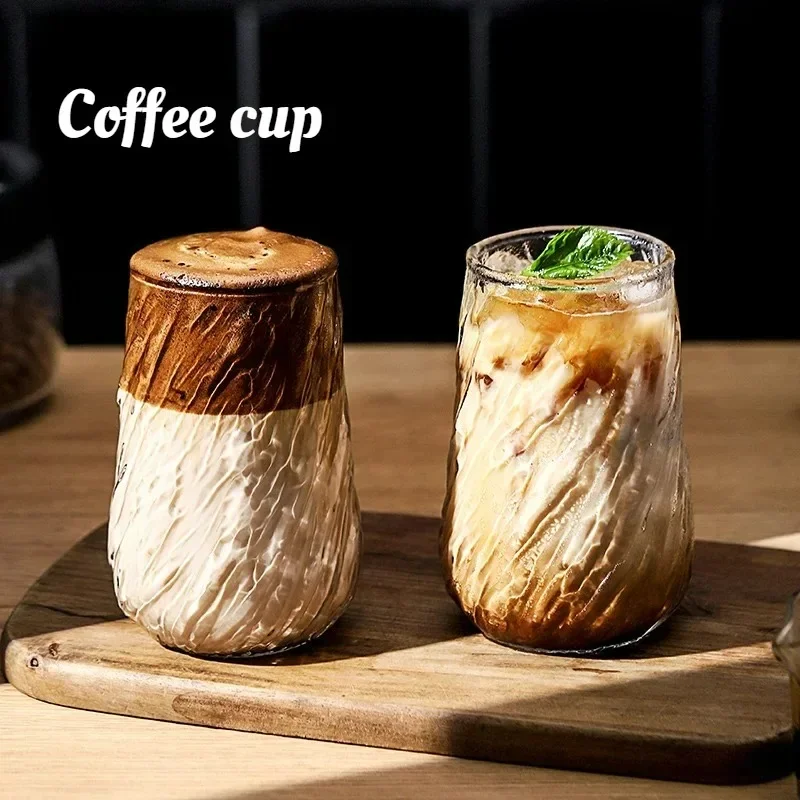 Retro and elegant American-style transparent glass coffee cup  stylish Italian style single serving mug for home use