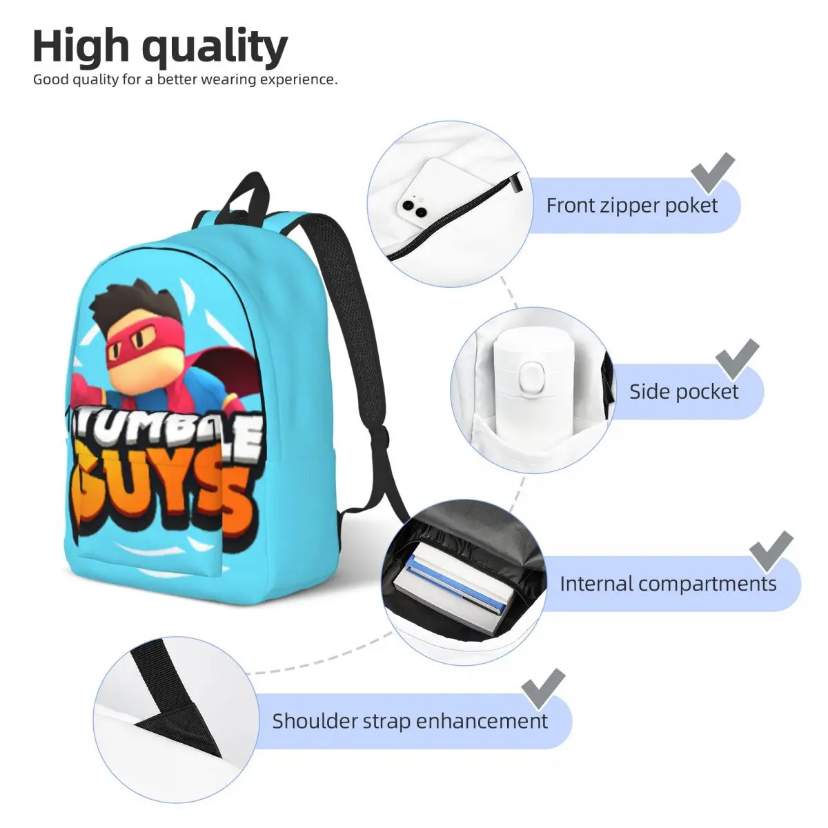 Mochila Super Stumble Guys para estudiante de escuela primaria, regalo para niño y niña