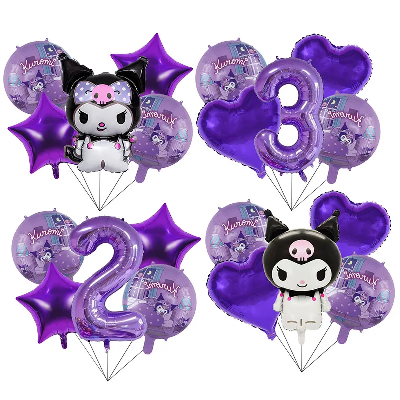 

Kawaii Kuromi Themed Foil Balloon Set Cartoon Anime 1-10 Birthday Balloon Festival Party Decorations Photography Props Kids Toys