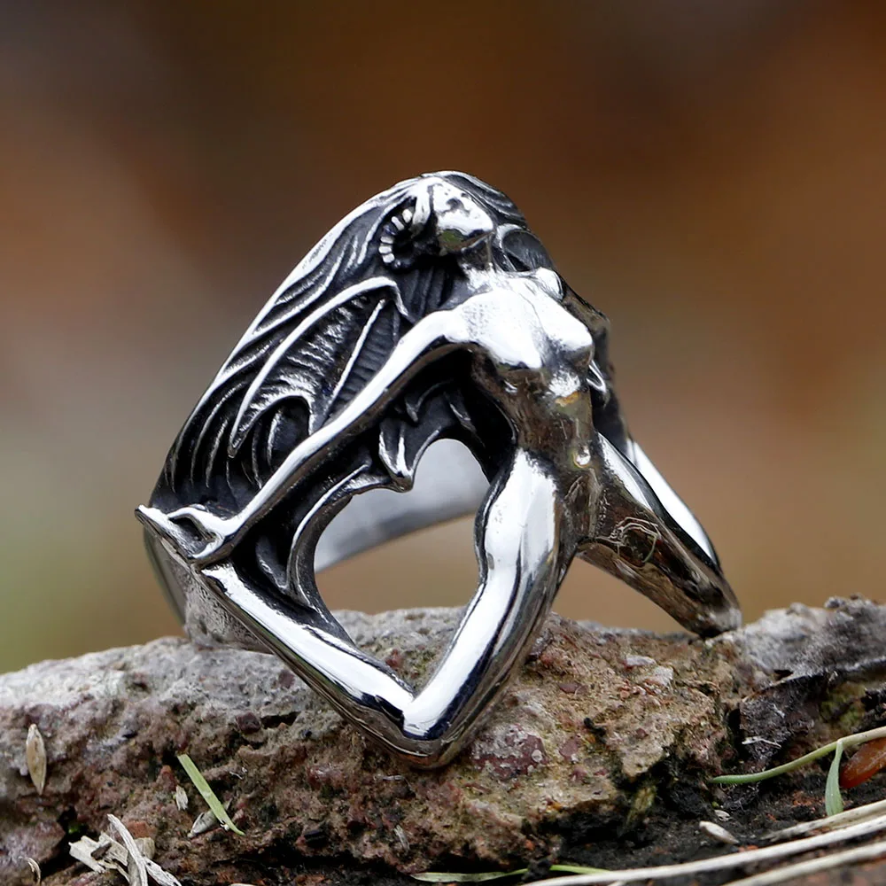 NEW Men\'s 316L stainless steel rings Dropshipping 3D women body shape gothic punk Motorcycl Jewelry Gifts free shipping