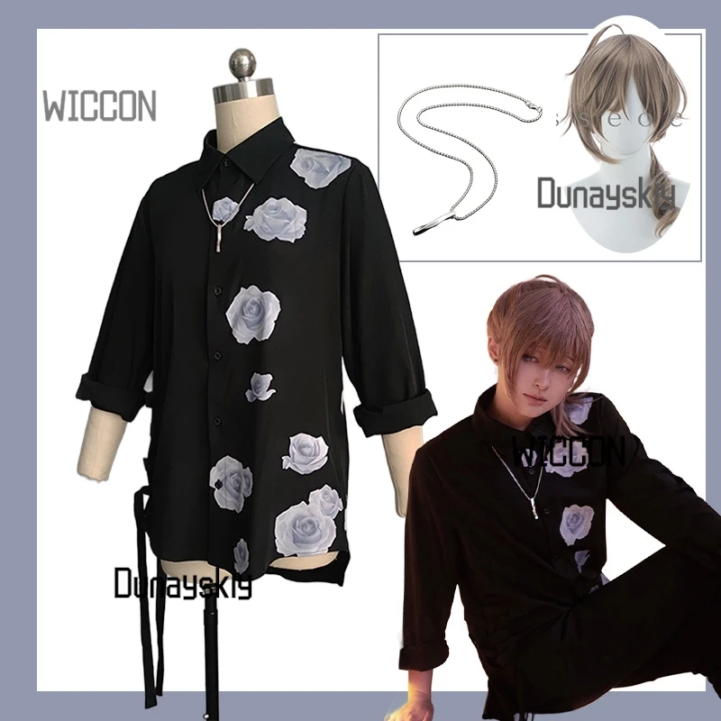 

Рубашка для косплея Nijisanji Kuzuha, комплект ожерелья с париком Канаки, VTuber, наряд вампира для Хэллоуина, выпускной, летний повседневный