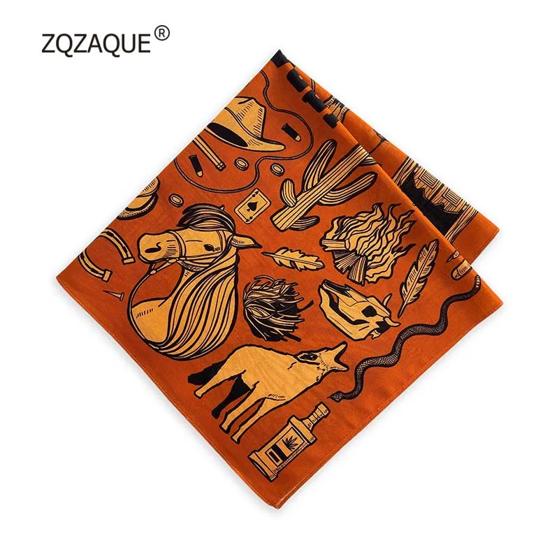 American Style Cotton Head Scarf 100% Good Quality Outdoor Cycling BANDANA Hip Hop Cool Printing Square Scarf Men Women S041