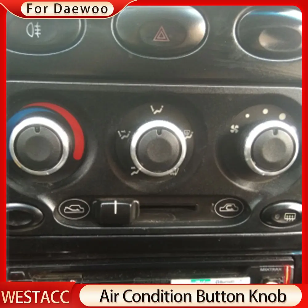 3Pcs/set Aluminum Alloy Car Air Conditioning Knob Heat Control Switch Button Knobs for Daewoo Matiz Chevrolet Joy Exclusive 98