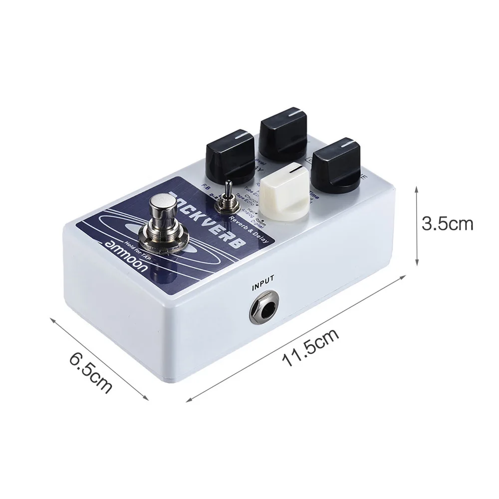 POCKVERB Reverb & Delay Guitar Effect Pedal 7 Reverb Effects + 7 Delay Effects With Tap Tempo Function True Bypass