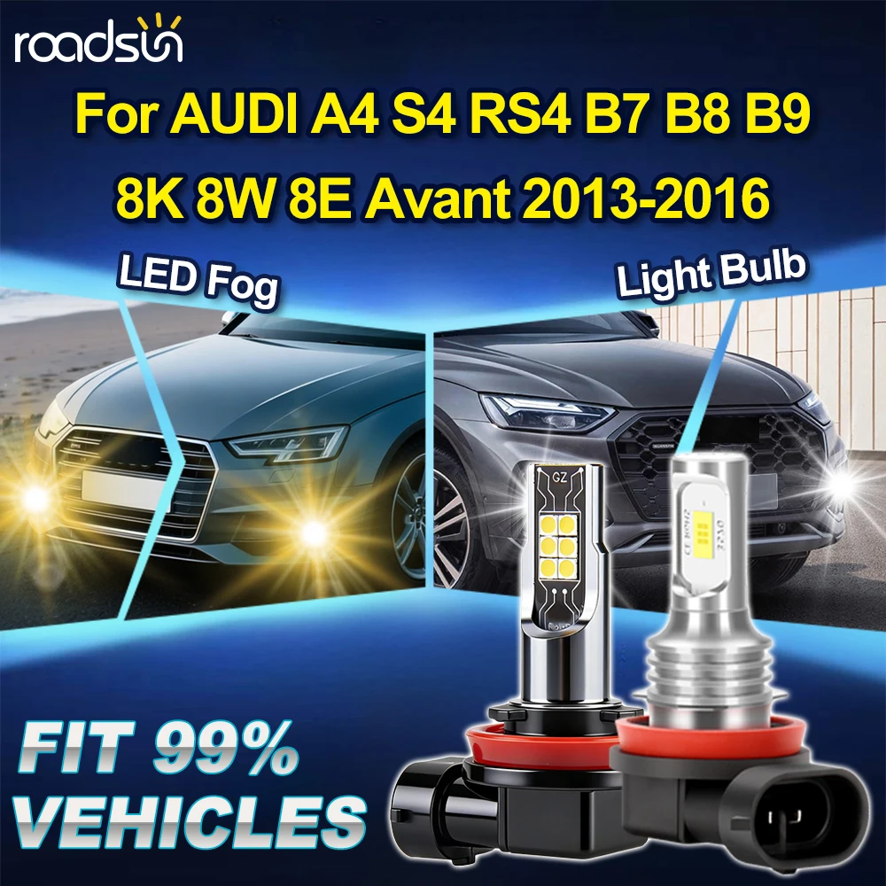 ROADSUN 2pcs LED Fog Light For AUDI A4 S4 RS4 B7 B8 B9 8K 8W 8E Avant 2013 2014 2015 2016 Canbus Accessorie