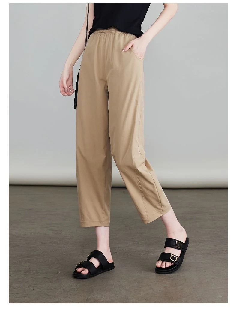 

Модные хлопково-льняные брюки-палаццо женские, весна-лето, свободные, маленькие размеры, повседневные, укороченные, в стиле Харлан