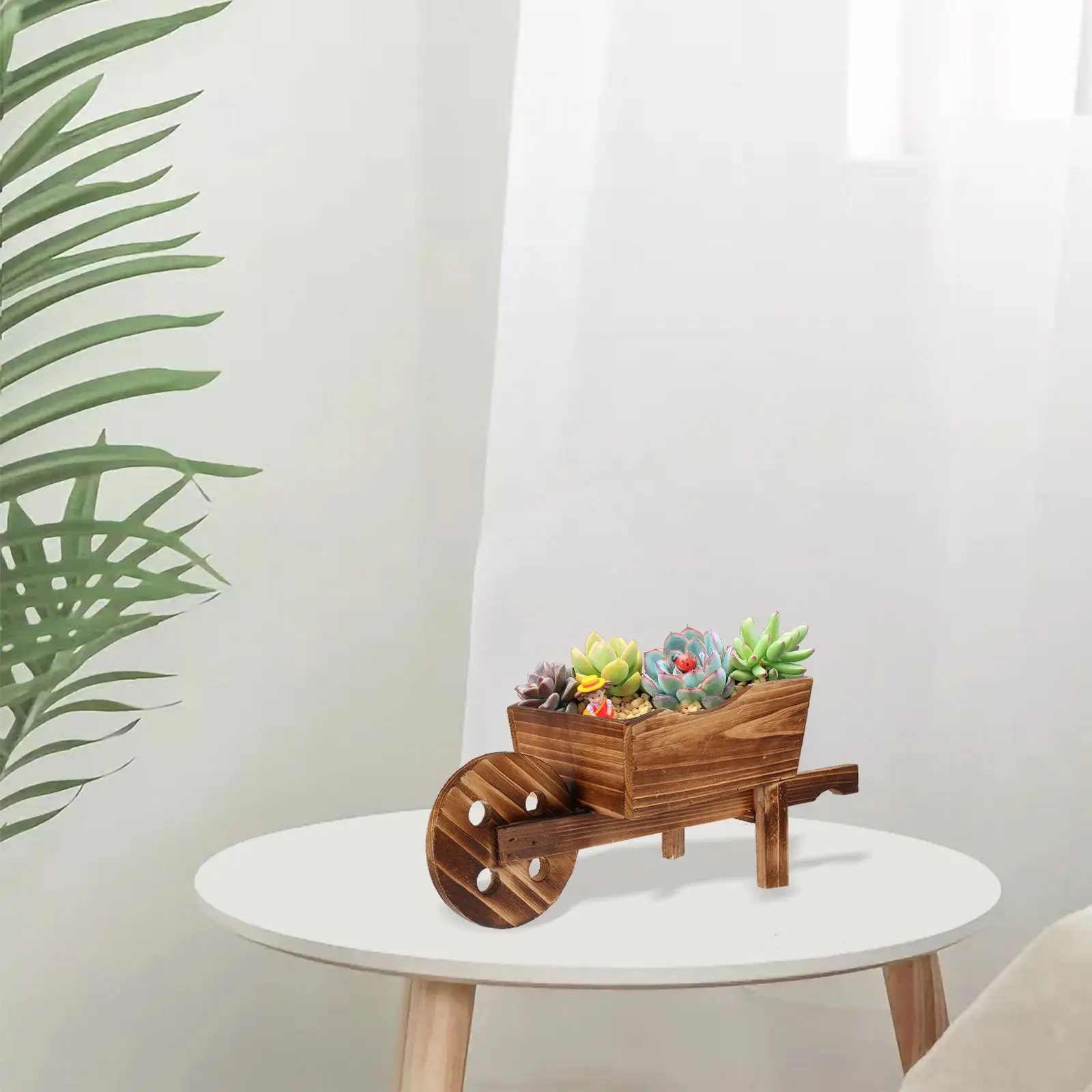 

Large Vintage Wooden Cart Flowerpot for Decor Multi Functional Planter Trash Can Vase Succulent Container Storing
