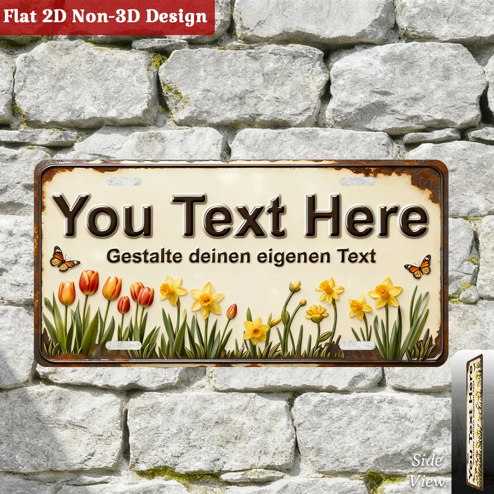 2D Flat,Customizable for floral Metal Sign- Aluminum OutdoorIndoor Wall Art with Personalized Text, Vibrant & for floral Desig