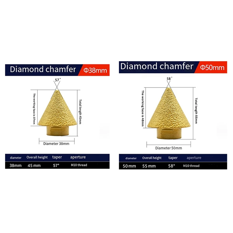 M10 Dia Diamond Chamfer Bits For Milling Tile Cutter Marble Concrete Hole Saw