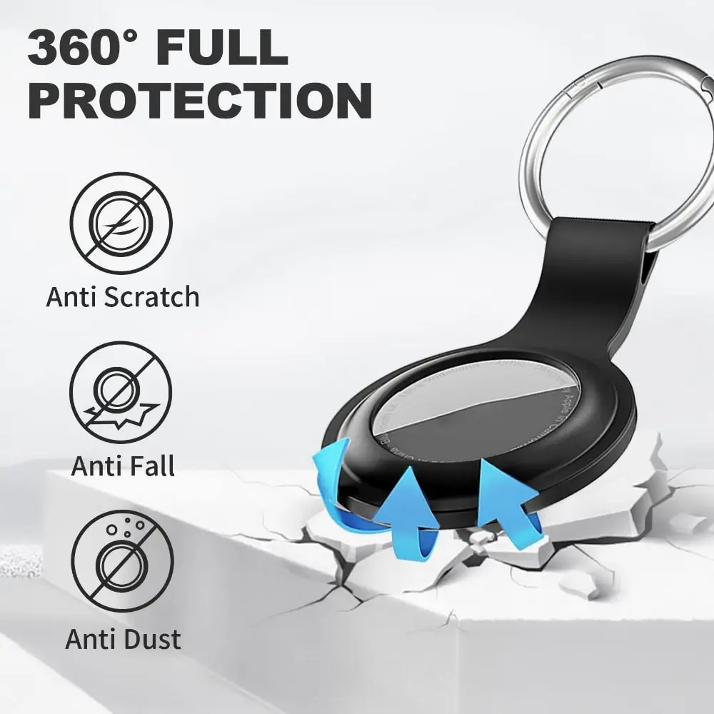 Capa protetora chaveiro para apple airtag, proteção total de silicone, dispositivo rastreador anti-perdido, à prova de choque, acessórios inteligentes