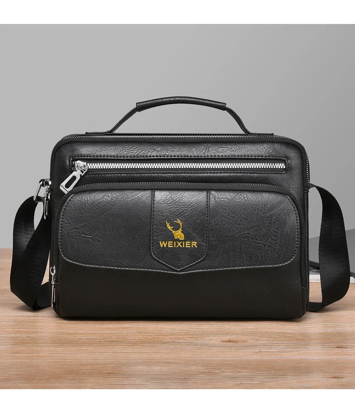 WEIXIER Marken-Herren-Umhängetasche aus PU-Leder mit Großer Kapazität und Mehreren Taschen, Hand- und Schultertasche für Geschäftsreisen und Outdoor-Aktivitäten – Detail 18