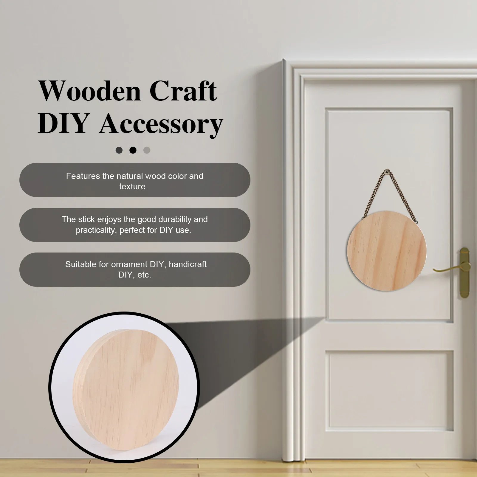 

5pcs Wooden Craft Diy Material Round Board Natural Wood Texture Durable Plate For Ornament Handicraft Art Projects Wood Board