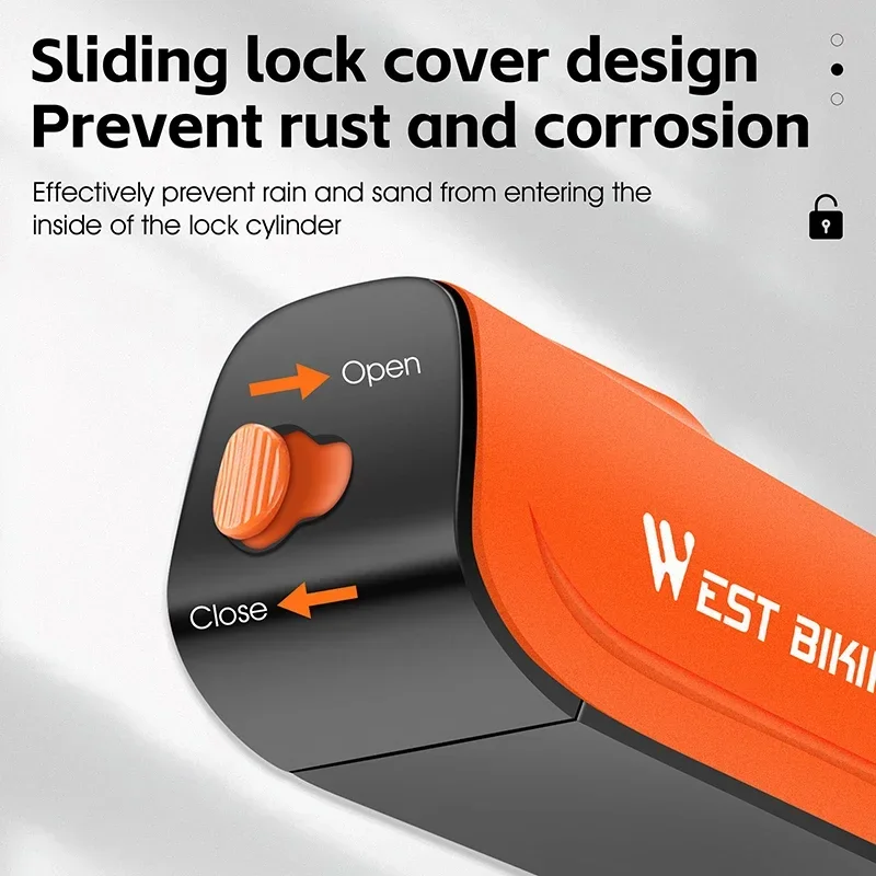 WEST BIKING Bicycle Chain Lock 2 Keys Lock Head Dust Cover 2 Colors Students Kids Bike Anti-Theft Portable Lock Bike Accessories