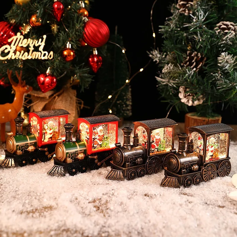 

Retro Christmas Train Head Pendants Xmas Snowflake Santa Claus Snowman Ornaments Merry Christmas Decor Gift Happy New Year 2026