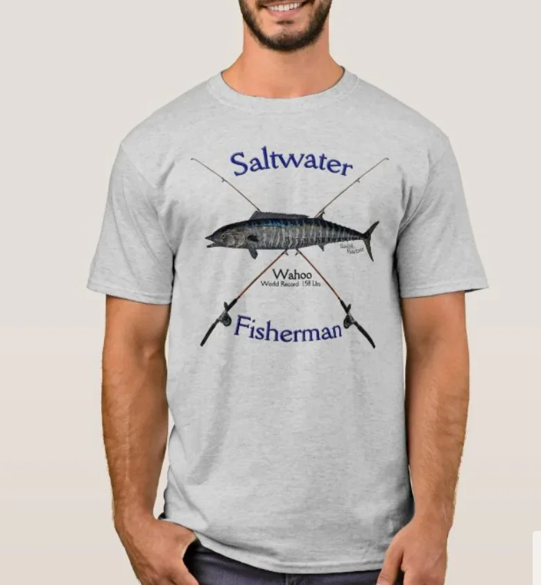 Wahoo Saltwater Fishing Fisherman Angler Gift T-Shirt. Summer Cotton Short Sleeve O-Neck Mens T Shirt New S-3XL