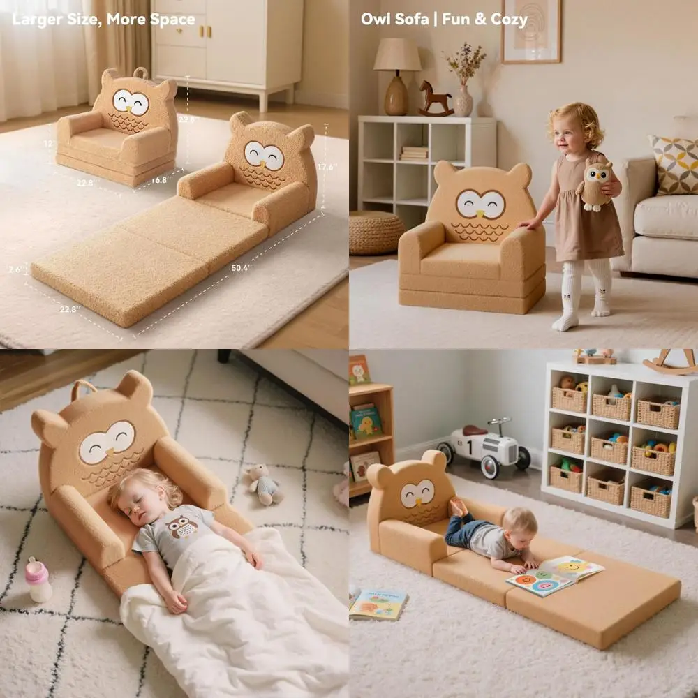 

Детский диван-трансформер в виде совы для малышей, с моющимся чехлом, идеально подходит для игровых комнат и сна