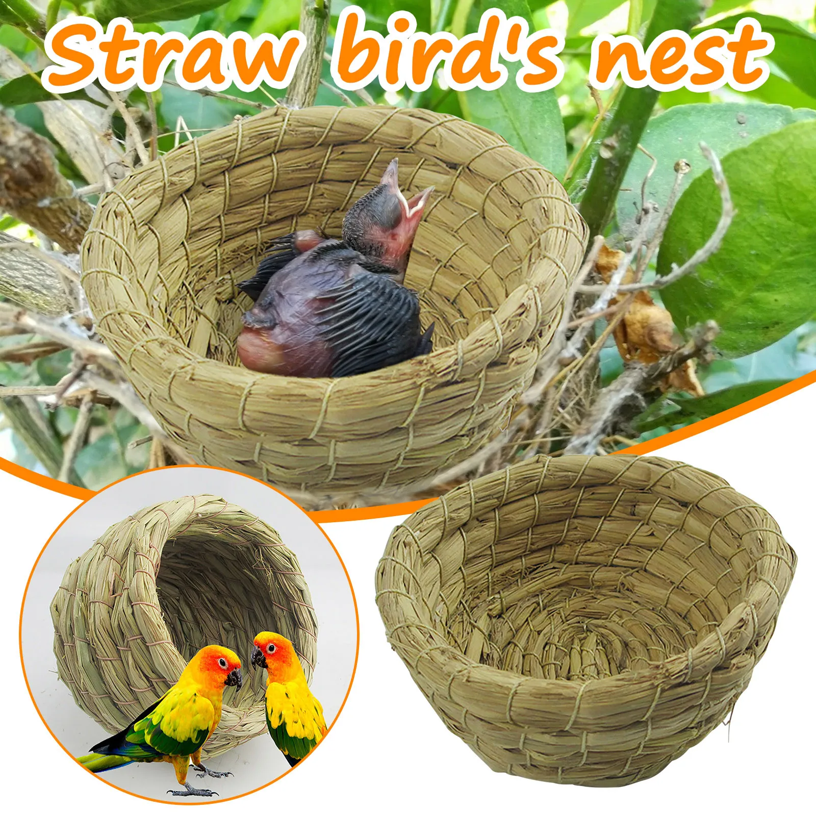 Nests Hatching Gourd-Shaped Bowl-Shaped Straw Budgie Nests Bird Bird Straw Pet Bed/Mat