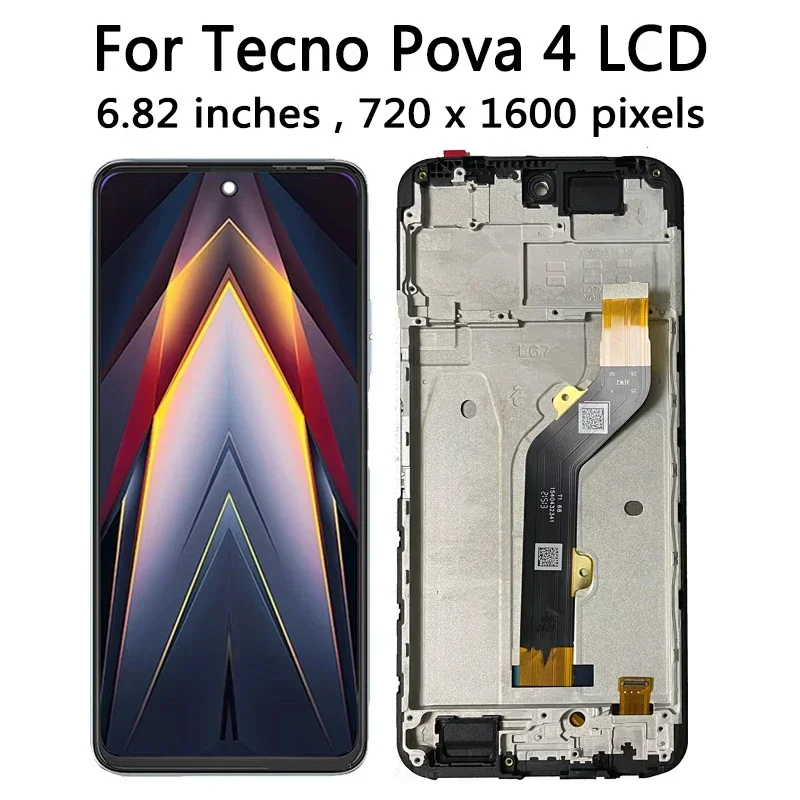 6.82“AAA+ Quality For Tecno Pova 4 LCD Display Touch Screen Digitizer Assembly For Tecno Pova4 LG7n Display Replacement