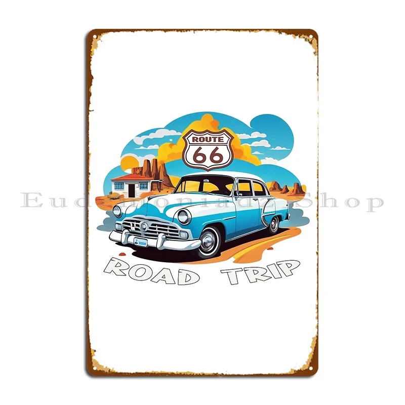 Classic Road Trip On 66 Metal Plaque Poster Personalized Garage Home Living Room Cinema Tin Sign Poster