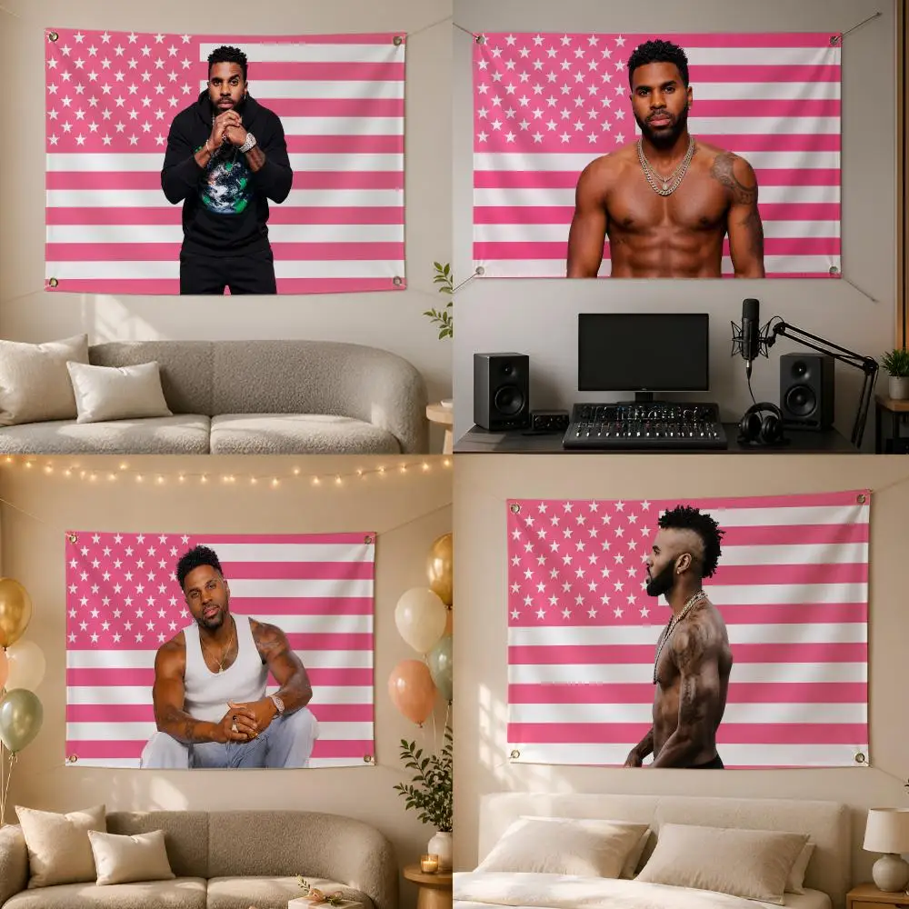 Music Famous Popular J-Jason Derulo Flags Wall Hanging Flag Banner for Bedroom Dorm Party Festival Camping Indoor Outdoor Decor