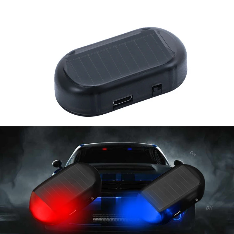 1-2PCS Solar Car Anti-theft Security Light - Wireless Simulated Dummy Alarm LED Flash Warning Light, Auto Anti-theft Accessory