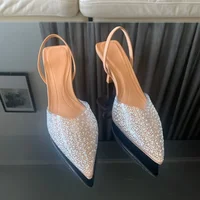 2024 Fashion Summer Women High Heels Pearl Decoration Slingback Woman Pumps Pointed Toe High Heels Sandals Elegant Woman Shoes - Image 6