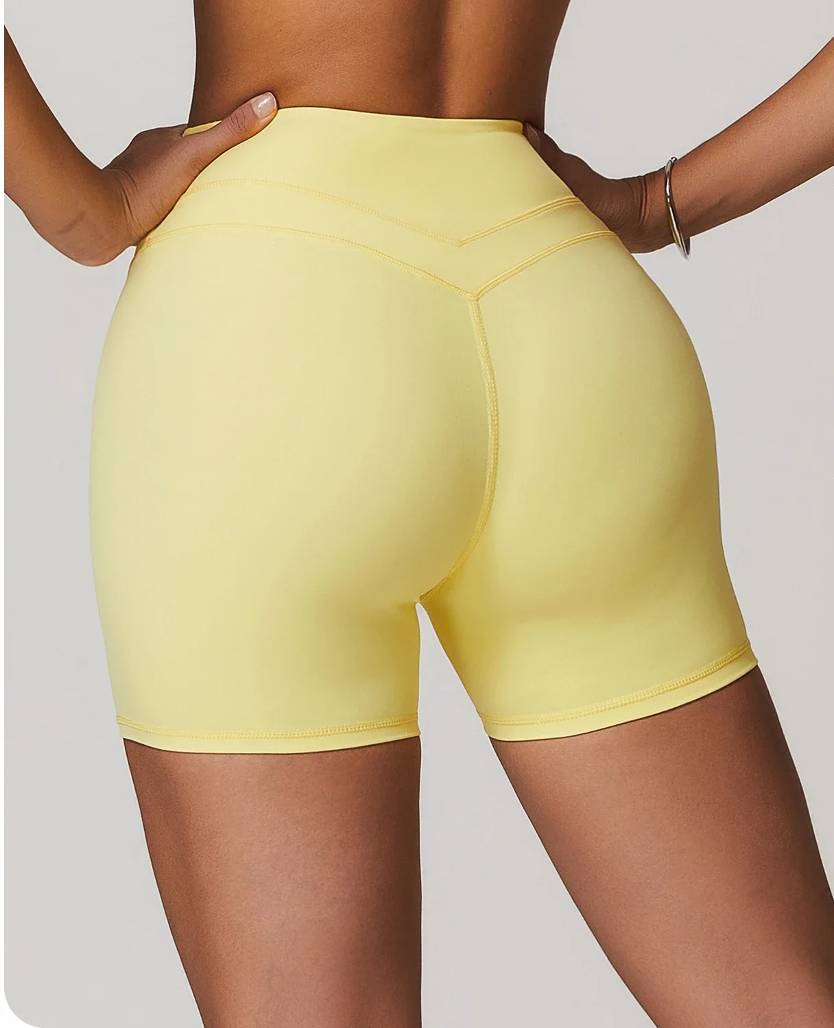 Tight shorts for running and fitness, high waisted, Peach Hip lifting, matte