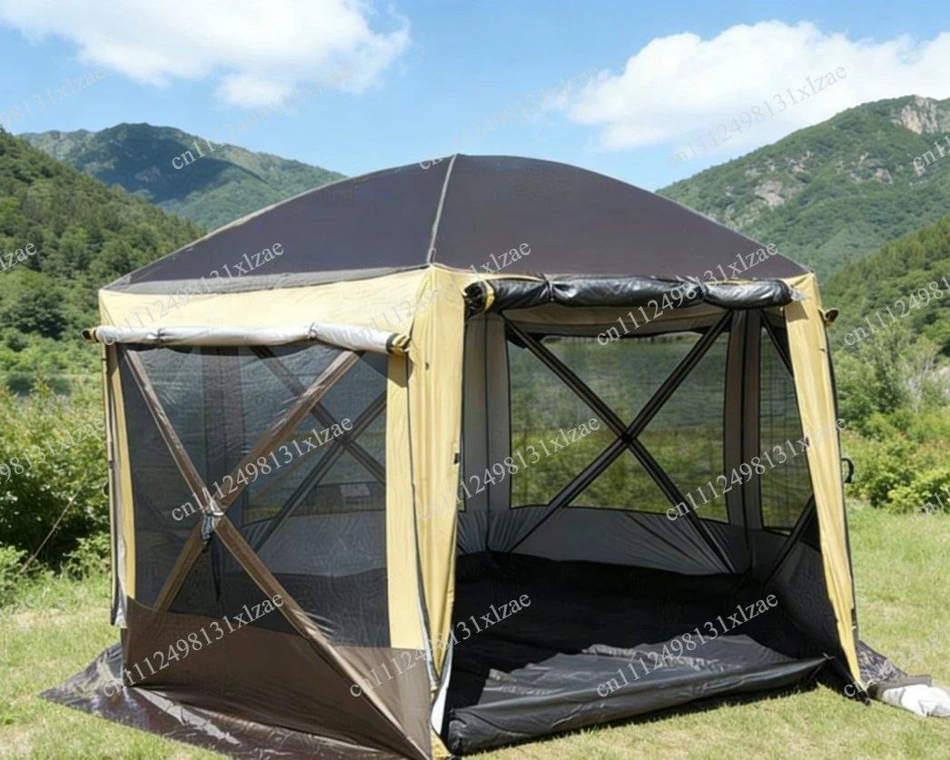 Silver-Coated Professional Hexagonal Tent - Automatic Big Canopy Outdoor, Anti-Rainstorm Windproof Waterproof Yurt