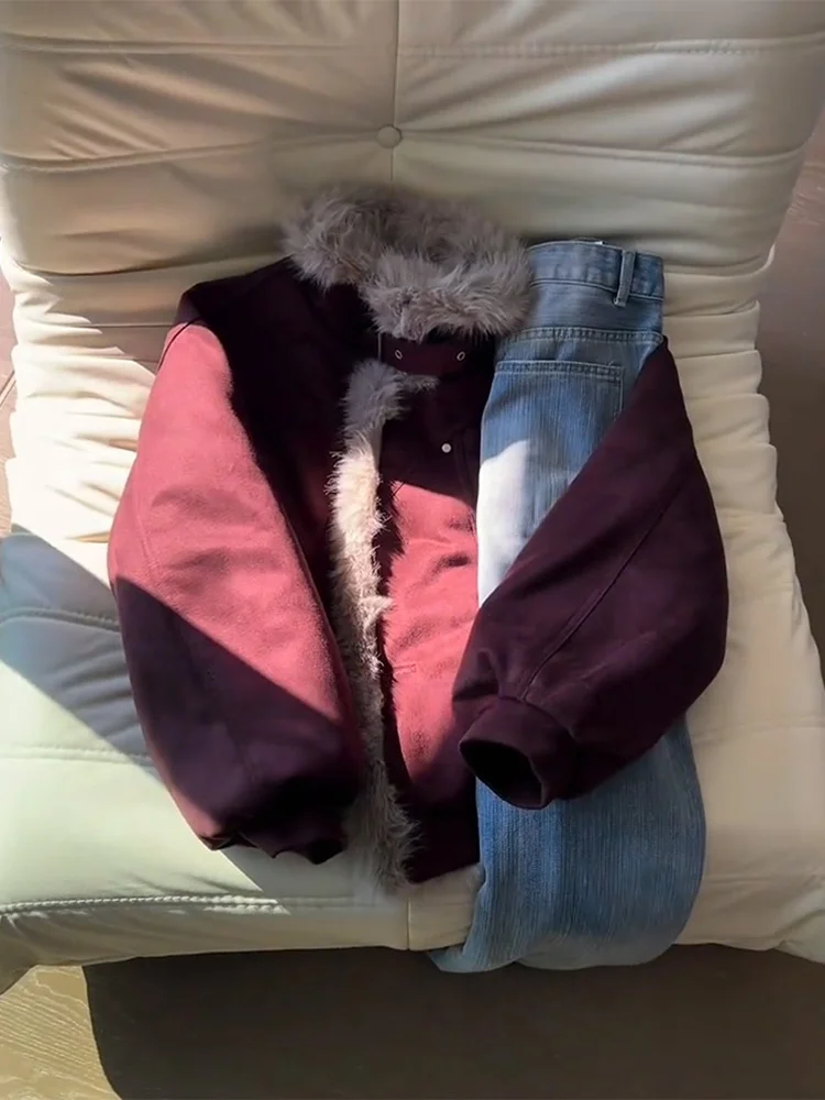 

Men's ort Thiened Cotton Jaet Fur Collar Workwear Winter Coat Inteated Leather And Fur Autumn Winter Season Outerwear