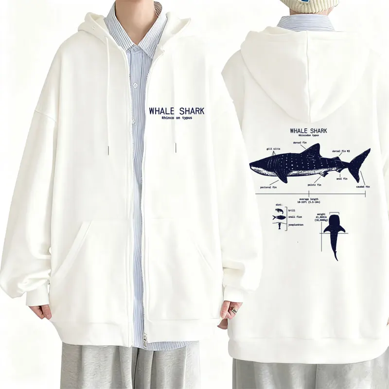 

Marine Animals Whale Shark Anatomy Graphic Zipper Hoodie Men Women Casual Vintage Zip Up Hoodies Male Fashion Oversized Jacket