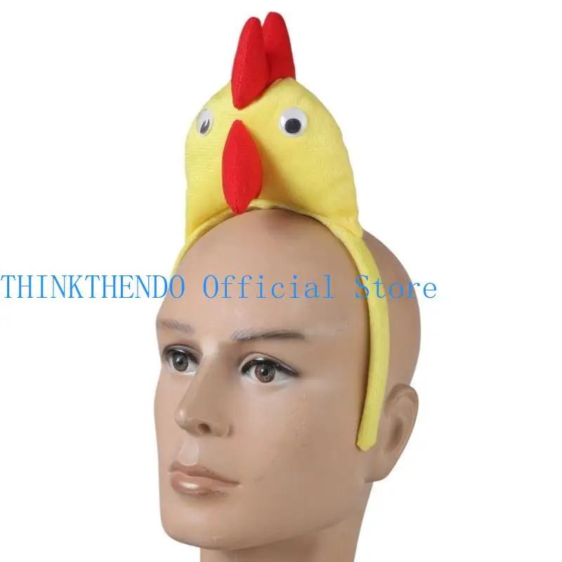 

652F Girl Rooster Headbands Funny Chicken Headwear Wide Hairband Wear Cartoon Hairband Birthday Party