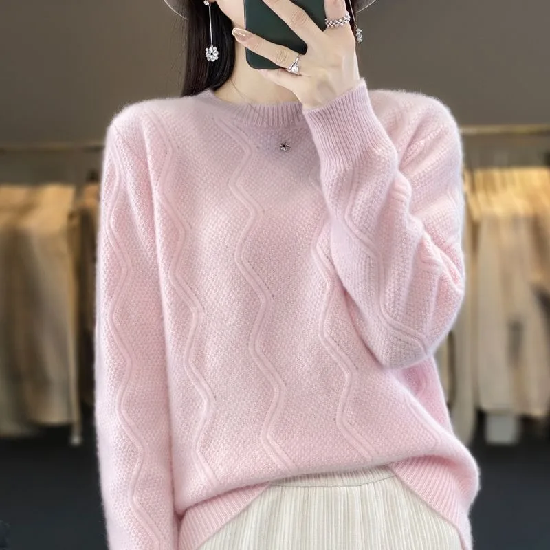 

Fashion New Pullover Sweater Autumn Winter Sweater 2026 Women's Round Neck Solid Casual Versatile Lazy Style Loose Knittop