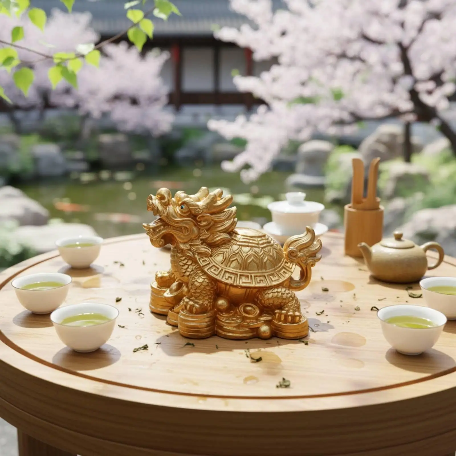 Mythical Reptile Statue Handcrafted Resin Tea Pet for Hot Water Reaction Longevity Symbol