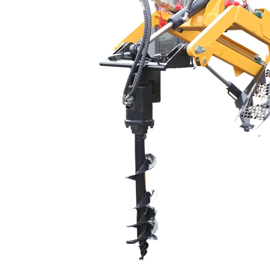 Hydraulic Earth Auger Drill for Skid Steer Loader, Post Hole Digger Rotary Auger Drill Attachment