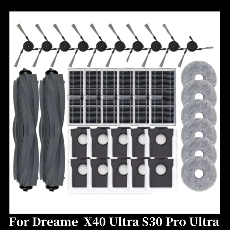 

Fit For Dreame X40 Ultra / X40 Ultra Complete / L40 Ultra / S30 Pro Ultra Parts Main Roller Side Brush Hepa Filter Dust Bag