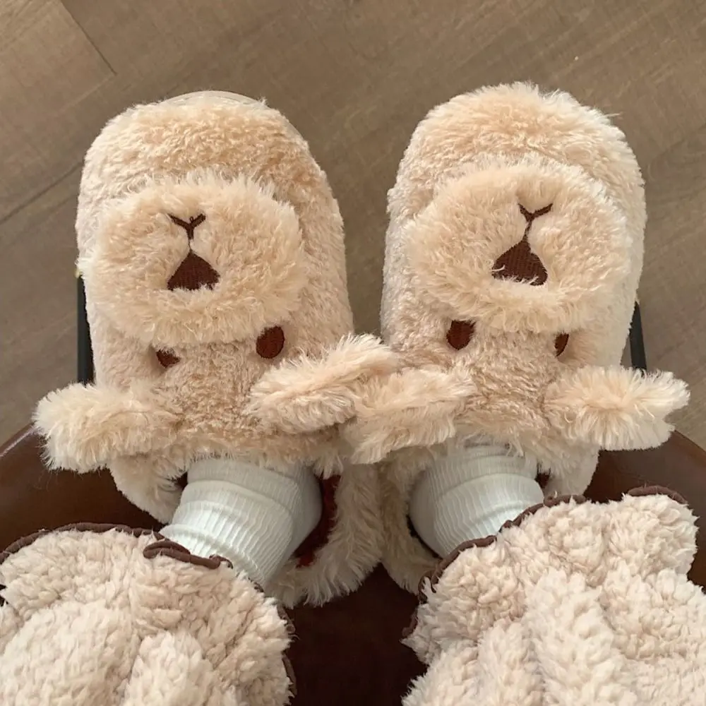 Houseshoes الشتاء أفخم الكلب النعال لينة المضادة للانزلاق الكرتون فروي النعال رشاقته الدافئة سميكة سوليد المنزل أحذية قطنية داخلي #4