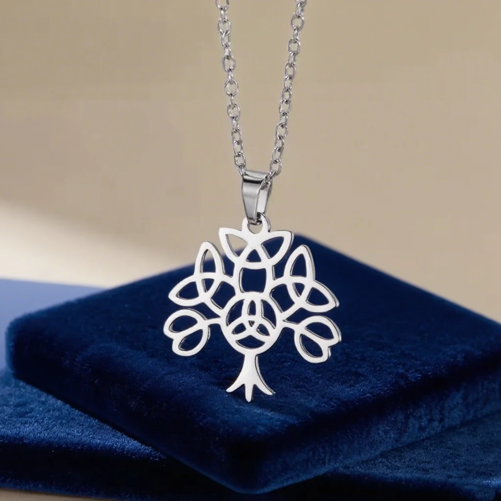 LIKGREAT Celtics Knot Necklace for Women Celtic Tree of Life Pendant Necklaces Stainless Steel Vintage Talisman Jewelry Gifts