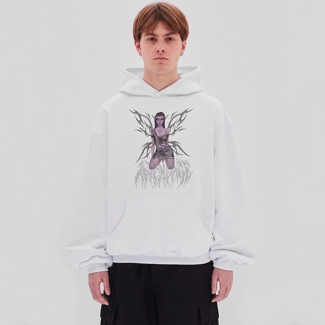 Y2k American style 2023 new dark loose dragon print hoodie niche couple design sense high quality thick long sleeve clothes