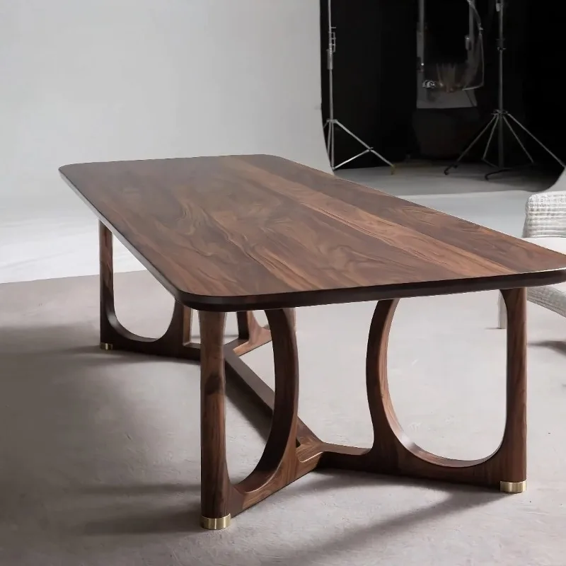 North American black walnut all-solid wood dining table, simple Zen box restaurant household rectangular atmospheric dining
