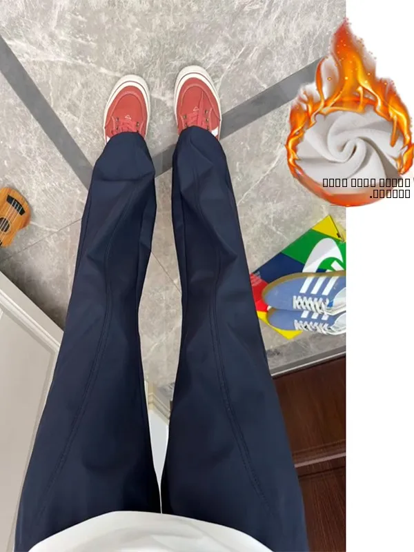 

Men's Fce Lined Soft ell Pants Autumn Winter Waterproof Casual Straight Leg Trousers Cleanfit Comfortable Loose Fit Pants