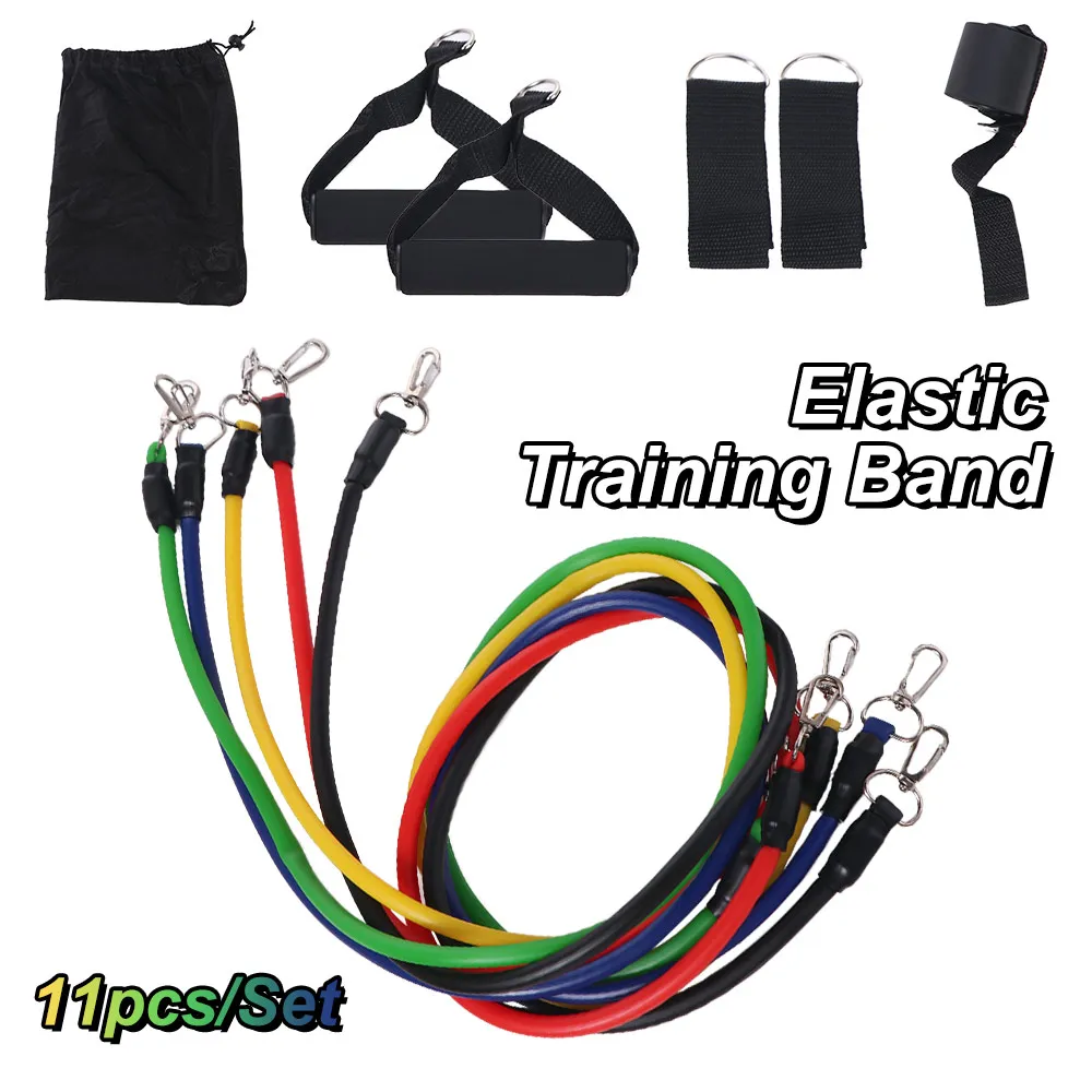 11Pcs/Set Portable TPE Tension Rope Set Anti-Break Durable Resistance Band Set Colorful Latex Tubes Pull Rope Set